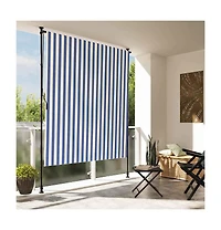 Outdoor Roller Blind Blue and White Polyester fabric and Steel