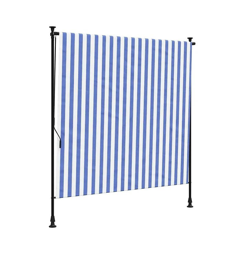 Outdoor Roller Blind Blue and White Polyester fabric and Steel