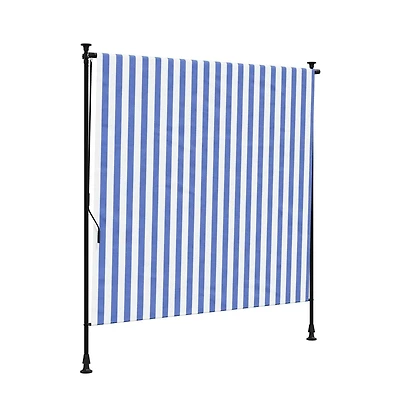 Outdoor Roller Blind Blue and White Polyester fabric and Steel