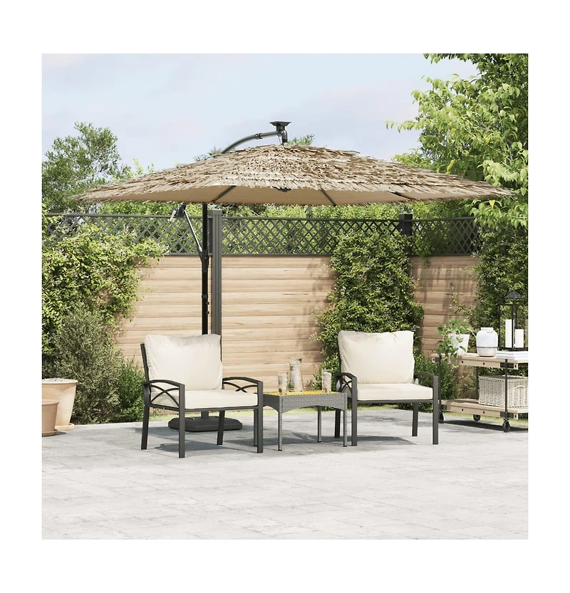 vidaXL Garden Parasol Brown Polyester Large Collapsible Garden Parasol