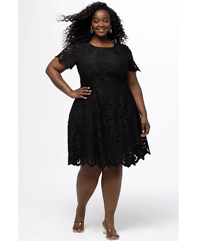Celebrations by Sydney's Closet Women's Lace Little Black Party Dress with Cap Sleeve