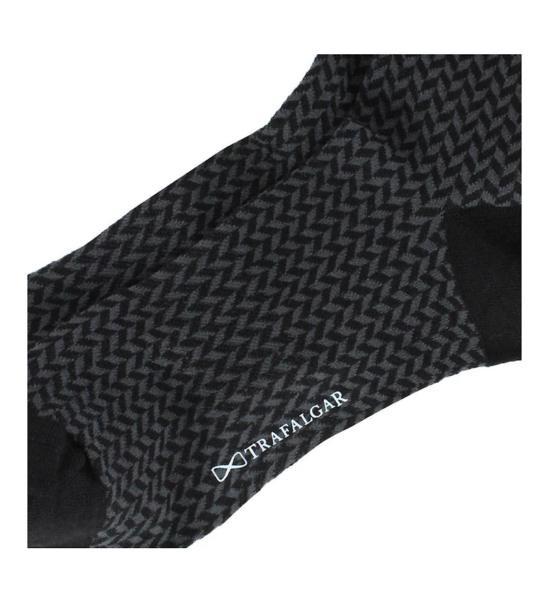 Trafalgar Benoit Herringbone Patterned Mid-Calf Merino Wool Socks (1 Pair)
