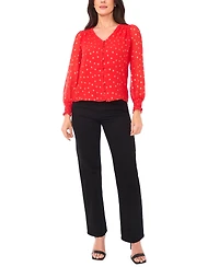 Sam & Jess Petite Long Sleeve Smocked Shoulder Blouse