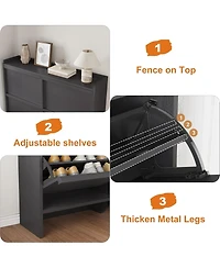 gaomon Shoe Cabinet with 4 Flip Drawers, Wooden Shoe Organizer with Adjustable Shelf, Shoe Storage for Entryway, Hidden Cabinet for Hallway, Living Ro