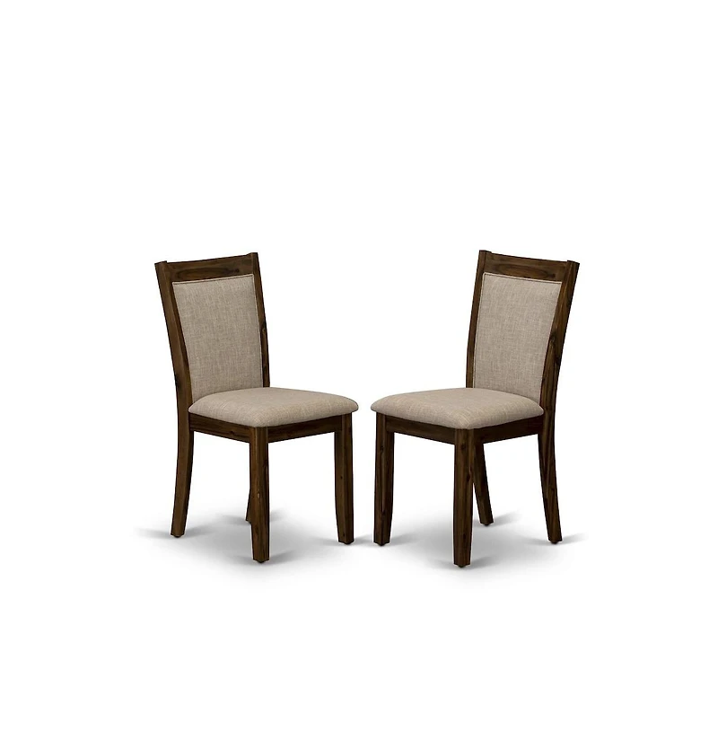 Luxe by East West Furniture 5-Pc Kitchen Table Set A Pedestal Wooden Table, 4 Light Tan Fabric Dining Chairs