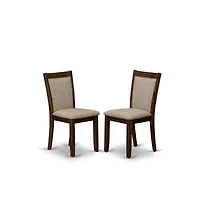 Luxe by East West Furniture 5-Pc Kitchen Table Set A Pedestal Wooden Table, 4 Light Tan Fabric Dining Chairs