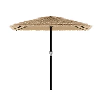 vidaXL Garden Parasol Brown Polyester Large Collapsible Garden Parasol