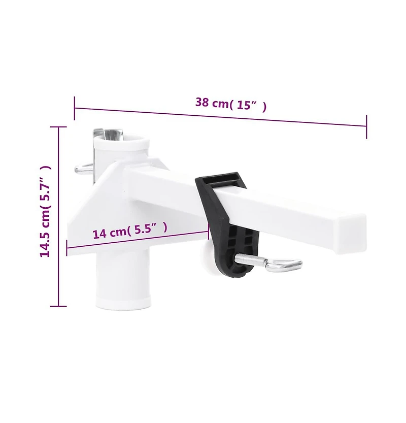 vidaXL Umbrella Clamp for Balcony White 1.5" Steel