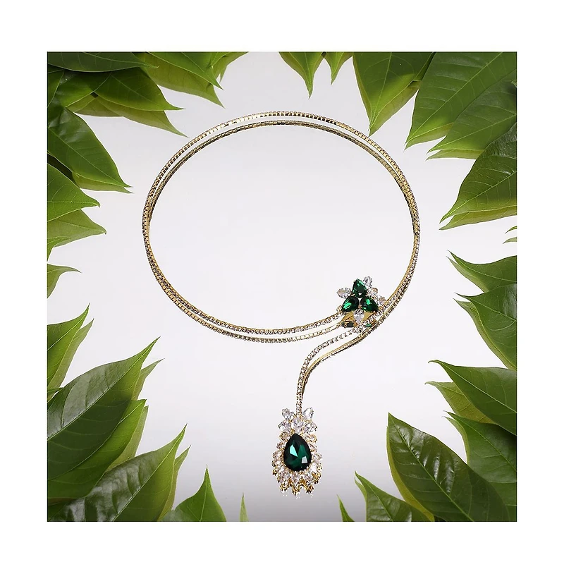 Sohi Teardrop Stone Lariat Necklace