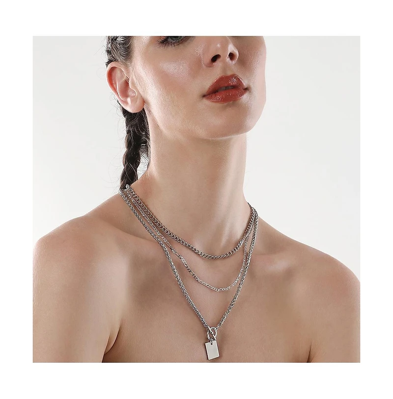 Sohi Women's The Interlock Charm Multi-Layer Necklace