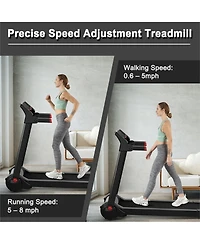 3HP Electric Folding Treadmill with Bluetooth Speaker-Red