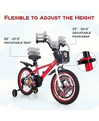 18 Inch Kids Bike Adjustable with Storage Basket and Double Brake for 4-8 Years Old-18 inches