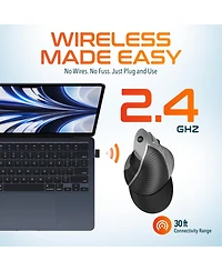 Delton S22 Ergonomic Vertical Wireless Mouse with Usb Dongle, 6 Buttons (DMERGS22-wb)
