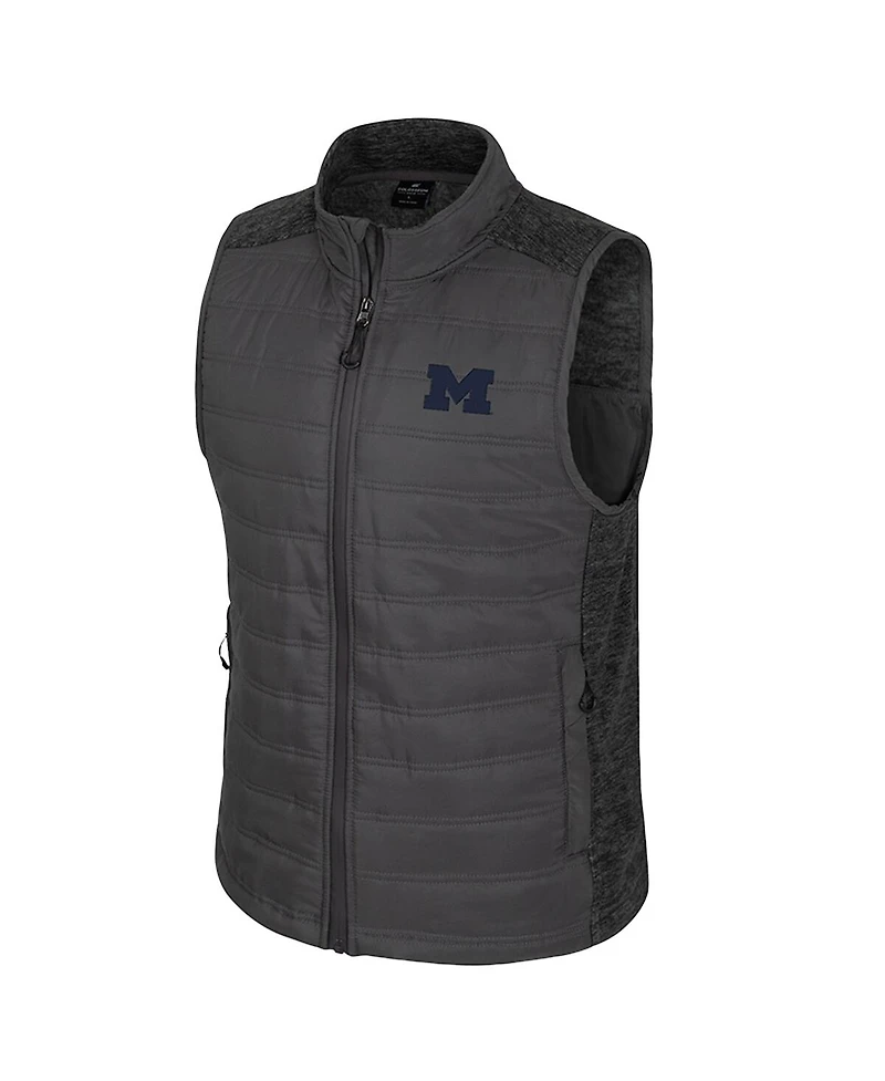 Colosseum Men's Charcoal Michigan Wolverines Nightman Full-Zip Puffer Vest