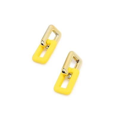 Sohi Women's Yellow Colourblock Chainlink Drop Earrings