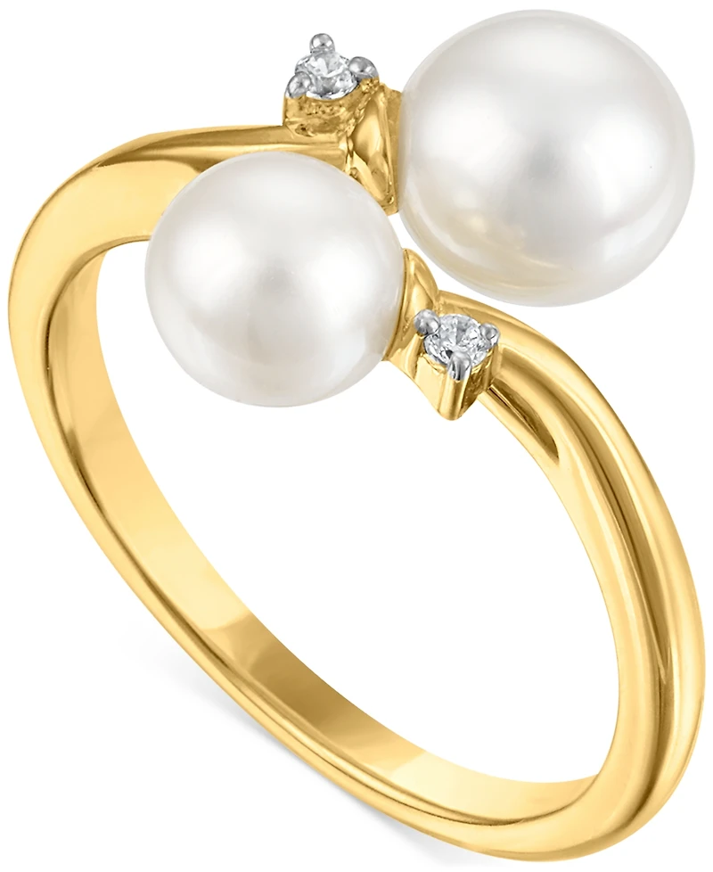 Macy's Cultured Freshwater Pearl and Cubic Zirconia Ring (3.54 ct. t.w.) in 14K Gold over Sterling Silver