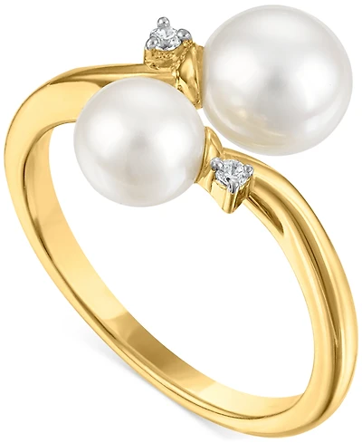 Macy's Cultured Freshwater Pearl and Cubic Zirconia Ring (3.54 ct. t.w.) in 14K Gold over Sterling Silver