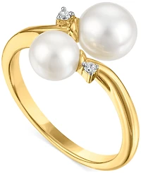 Macy's Cultured Freshwater Pearl and Cubic Zirconia Ring (3.54 ct. t.w.) in 14K Gold over Sterling Silver