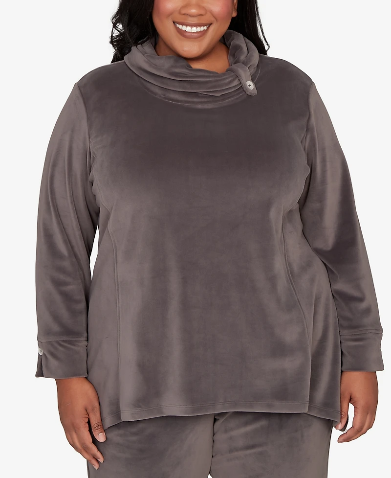 Alfred Dunner Plus Calm Luxe Cowl Neck Top
