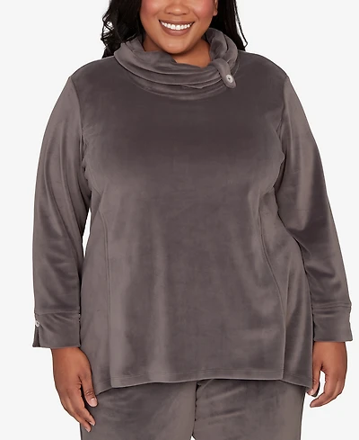 Alfred Dunner Plus Calm Luxe Cowl Neck Top