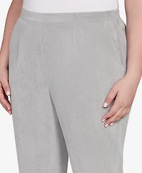 Alfred Dunner Plus Stockbridge Pull-On Corduroy Flat Front Short Length Pant