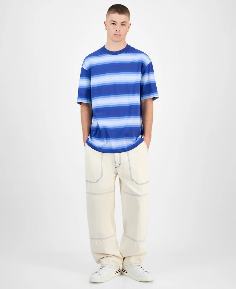Hugo Boss Men's Cotton Nisote Striped Crewneck T-Shirt