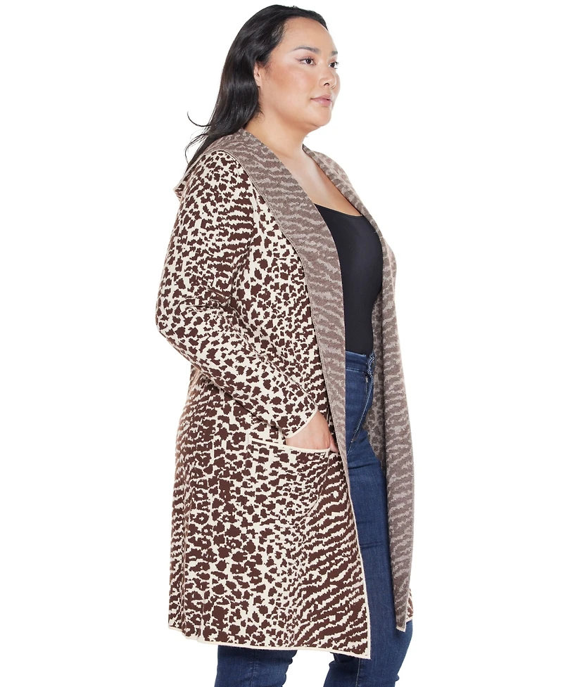 Belldini Plus Urban Safari Hooded Coatigan Sweater