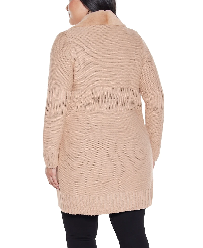 Belldini Plus Black Label-Trim Cardigan Sweater