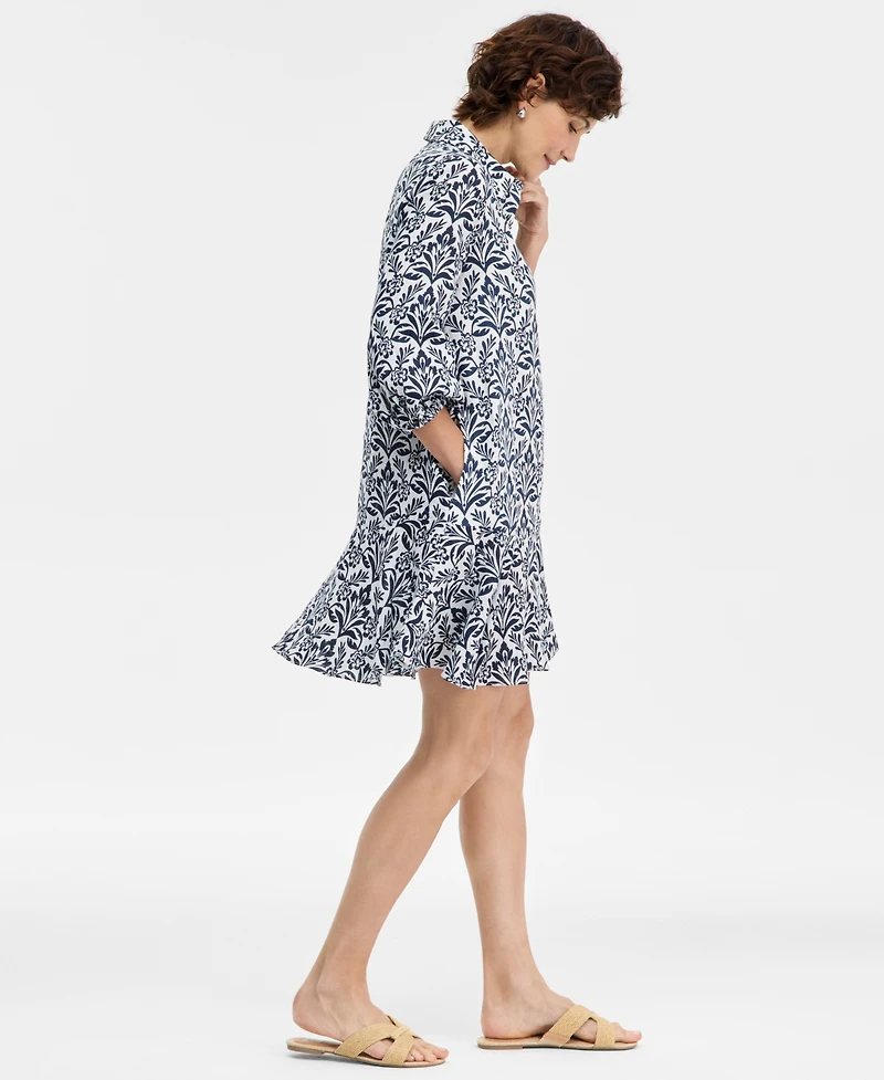 Charter Club Petite 3/4-Sleeve Mini Shirt Dress, Macy's Exclusive