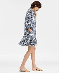 Charter Club Petite 3/4-Sleeve Mini Shirt Dress, Macy's Exclusive
