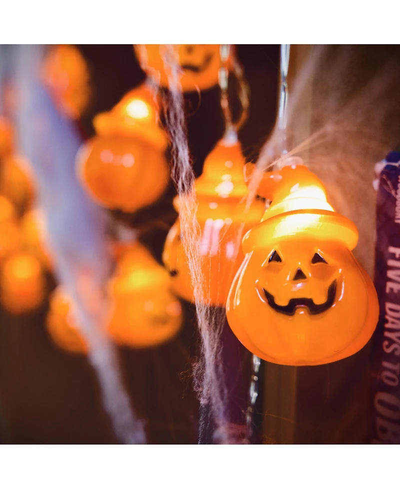 Yescom Halloween Pumpkin String Light with Garden Flag Full Moon Jack O Lantern Outdoor Yard Decorations 2025