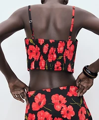 Mango Women's Floral Crop Top