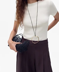 Mango Women's Short-Sleeved Fine-Knit Sweater