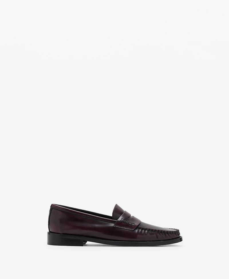 Mango Women's Gathered Leather Moccasins