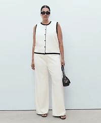 Mango Women's Contrasting Low-Rise Knitted Pants