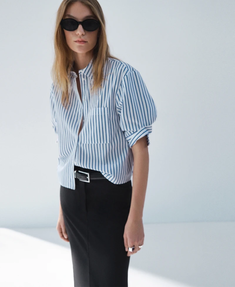 Mango Women's Striped Cropped Shirt