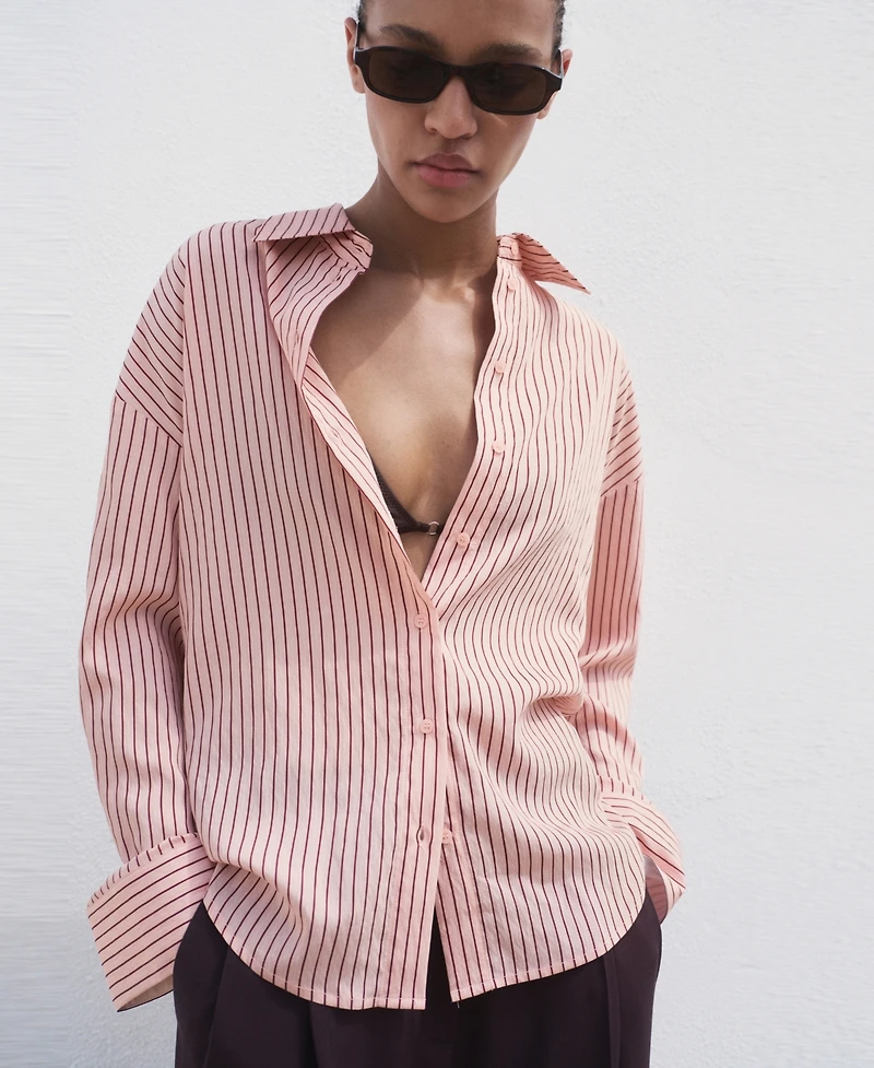 Mango Women's Oversize Striped Shirt