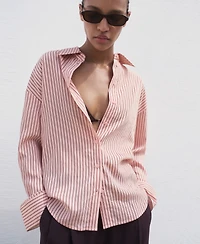 Mango Women's Oversize Striped Shirt