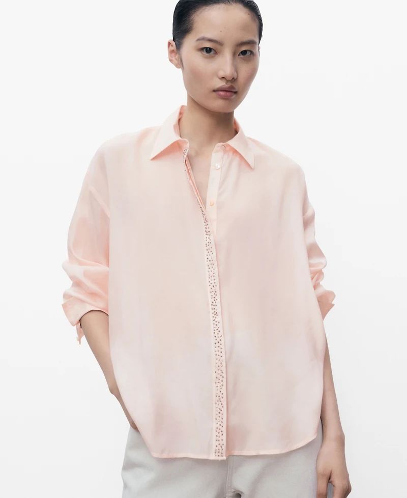 Mango Women's Rhinestones Detail Modal Shirt