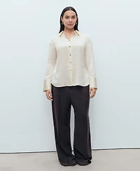 Mango Women's Satin Finish Flowy Shirt