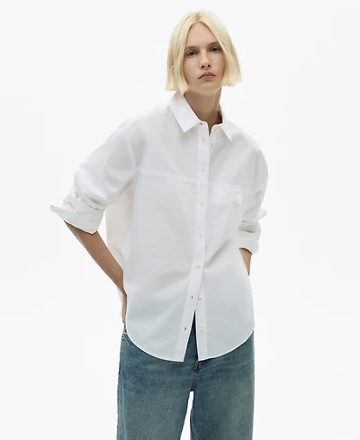 Mango Women's Decorative Button Cotton Shirt