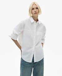 Mango Women's Decorative Button Cotton Shirt