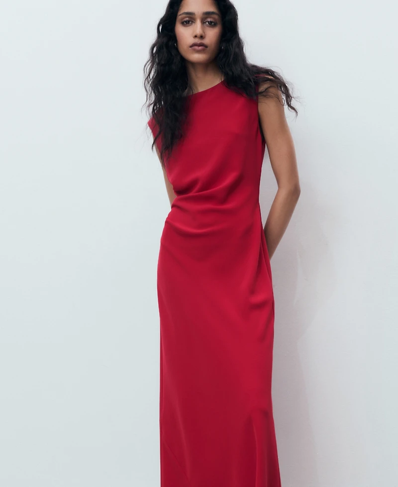 Mango Women's Ruched Midi Dress