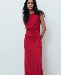 Mango Women's Ruched Midi Dress
