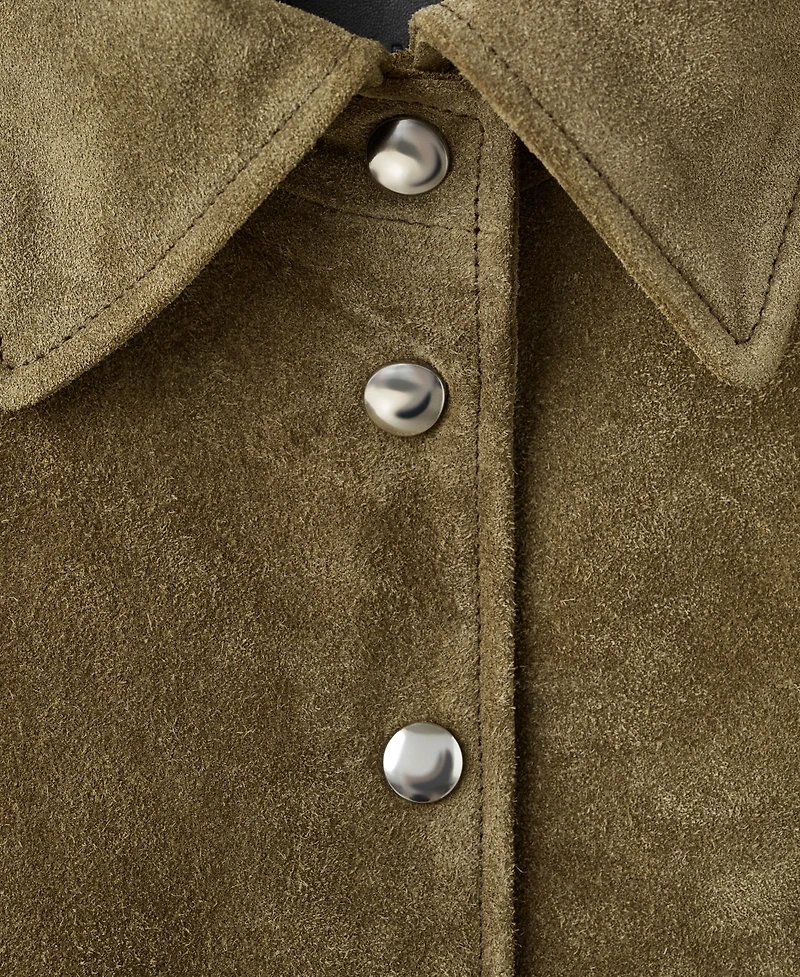Mango Women's Buttons Suede Leather Jacket