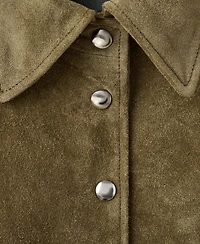 Mango Women's Buttons Suede Leather Jacket