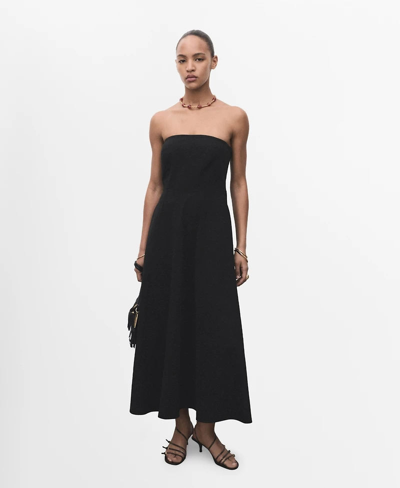 Mango Women's Long Strapless Dress