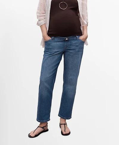Mango Women's Cropped Straight-Leg Maternity Jeans