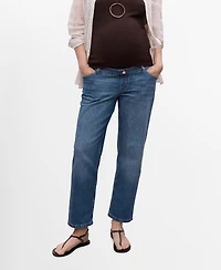 Mango Women's Cropped Straight-Leg Maternity Jeans