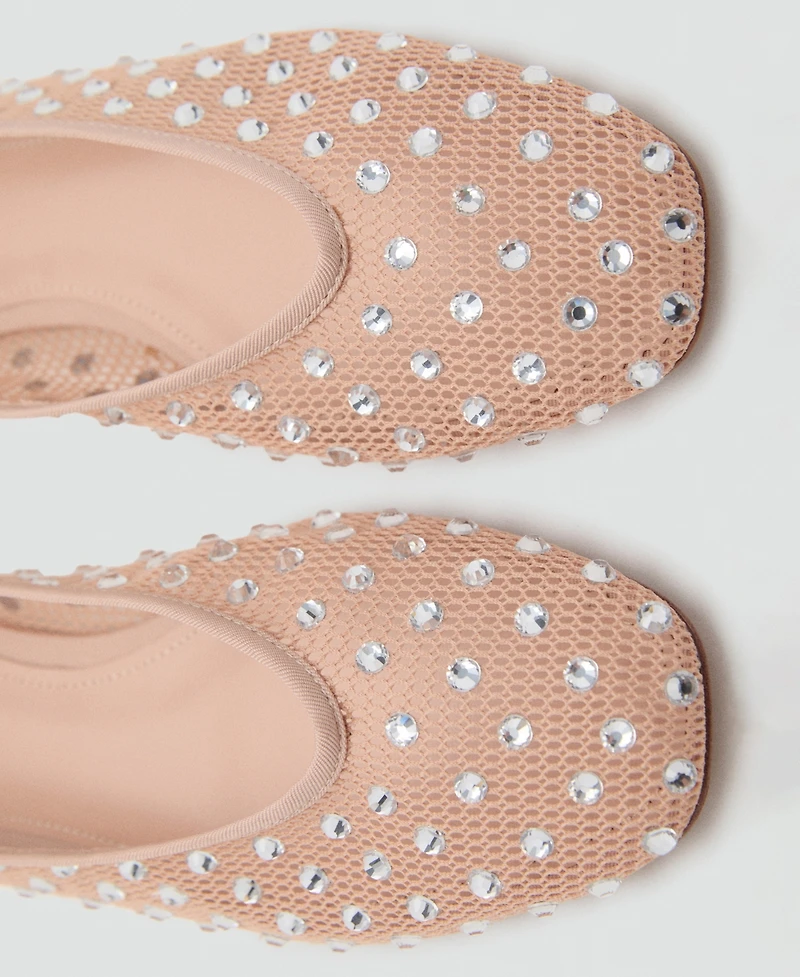 Mango Women's Mesh Strass Ballerina Flats